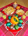 Bulgarian Easter eggs (hand painted) with Italian Easter cake Colomba and Limoncello 2016 (2)