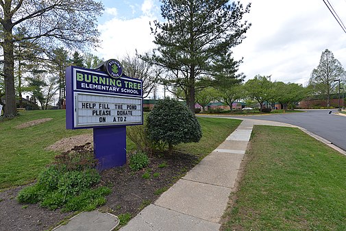 Burning Tree Elementary School sign, Bethesda, MD