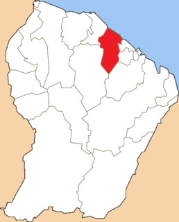 Location of the canton of Kourou in French Guiana