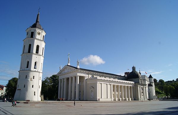 The Roman Catholic Vilnius Cathedral in the center of Vilnius, the capital of Lithuania