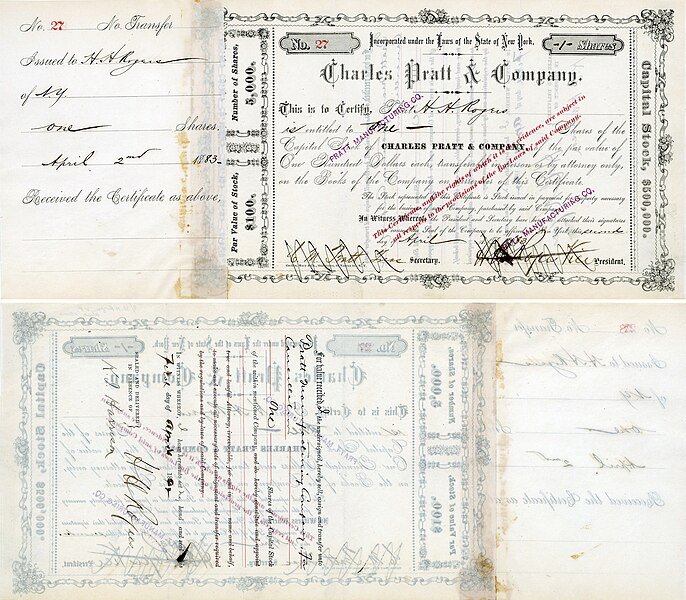 File:Charles Pratt issued to Henry Huttleston Rogers 1883.jpg