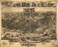 Bird's eye view of Chester in 1885