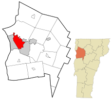 Chittenden County Vermont incorporated and unincorporated areas Burlington highlighted.svg