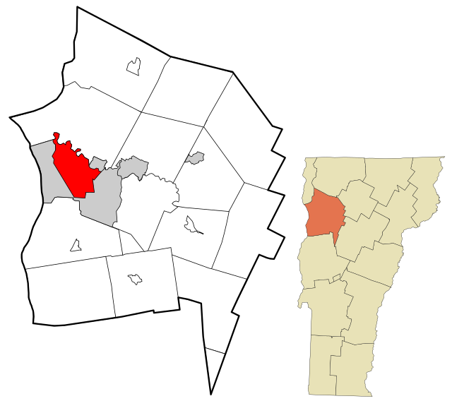 Localização no condado de Chittenden