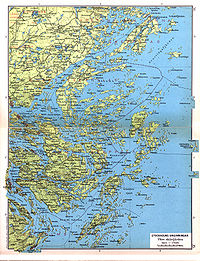 Mapa històric de l'arxipèlag d'Estocolm des de Dalarö al sud fins Gräskö al nord. Cohrs' atlas över Sverige, 1928.