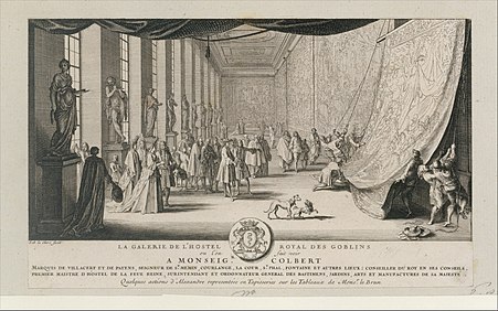Colbert Visiting the Gobelins, Sébastien Leclerc. 1665. Etching.
