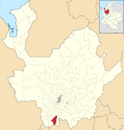 Vị trí của khu tự quản Támesis trong tỉnh Antioquia