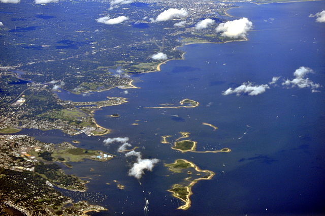 Aerial view of Norwalk Harbor and vicinity