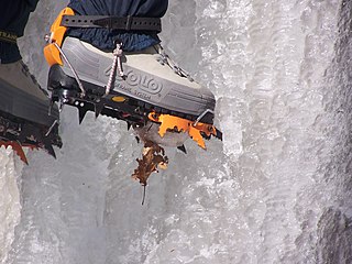 <span class="mw-page-title-main">Front pointing</span> Ice climbing technique