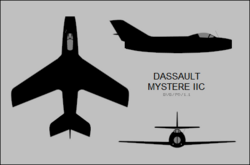 Dassault Mystere IIC three-view silhouette.png