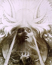 Jean Delville, Parsifal, 1890, carboncino su carta, 70,7 × 56 cm; collezione privata