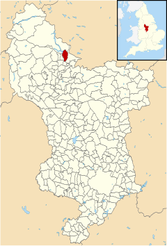 Mapa de la parroquia de Derbyshire, Reino Unido destacando Bamford.svg