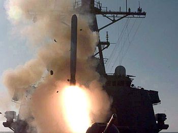 A Tomahawk cruise missile (TLAM) is fired from...