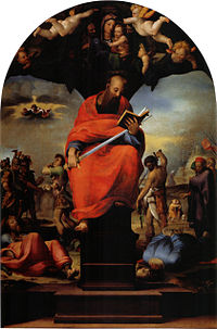 Ο Απόστολος Παύλος ένθρονος και σκηνές από τη ζωή του, Πίνακας του Domenico Beccafumi, 1515, Museo dell'Opera della Metropolitana, Siena