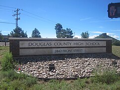 Douglas County High School sign in Castle Rock, Colorado Douglas County High School sign, Castle Rock, CO IMG 5621.JPG