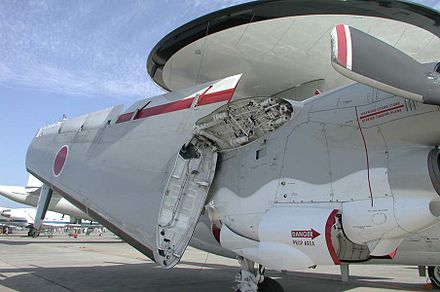 Like the earlier E-1 Tracer, the E-2 uses the Grumman Sto-Wing folding wing system for carrier storage.