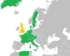 Mapa coloreado dos países de Europa