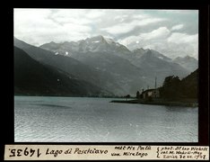 Lago die Poschiavo mit Piz Palü von Miralago. Historisches Bild von Leo Wehrli (1947).