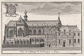 L'église Saint-Jacques-le-Mineur en 1792 avec, au centre, le portail de Lambert Lombard