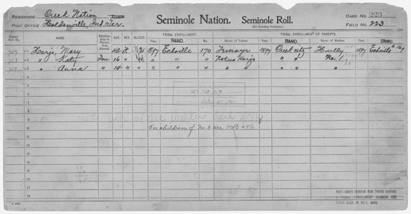 File:Enrollment for Seminole Census Card 223 - NARA - 267797.tif