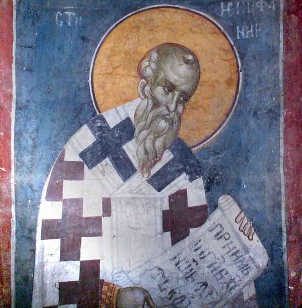 St. Epiphanius in a fresco painting (Gračanica Monastery)