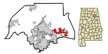 Etowah County Alabama Incorporated and Unincorporated areas Hokes Bluff Highlighted.svg