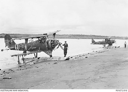 Damaged F1M2s at Rekata Bay, 1944.