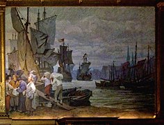 Wandbild 4: Hamburgs Hafen zur Zeit der Hanse