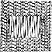 fig. 373. Ravaudage sur fils tendus obliquement. Pose des fils.