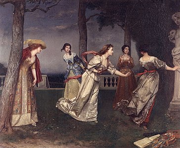Cinq jeune filles jouant dans un parc, Saint-Josse-ten-Noode, musée Charlier.
