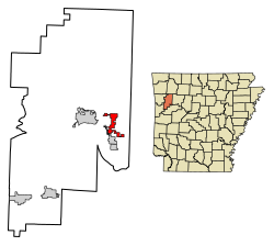 Location of Wiederkehr Village in Franklin County, Arkansas.