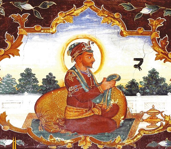 Fresco of the second Sikh Guru at Baoli Sahib, Goindval