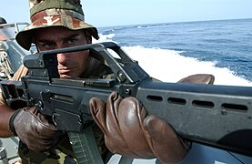 A Spanish naval boarding team member with a G36E