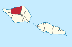Alue tummanpunaisella Samoan kartalla