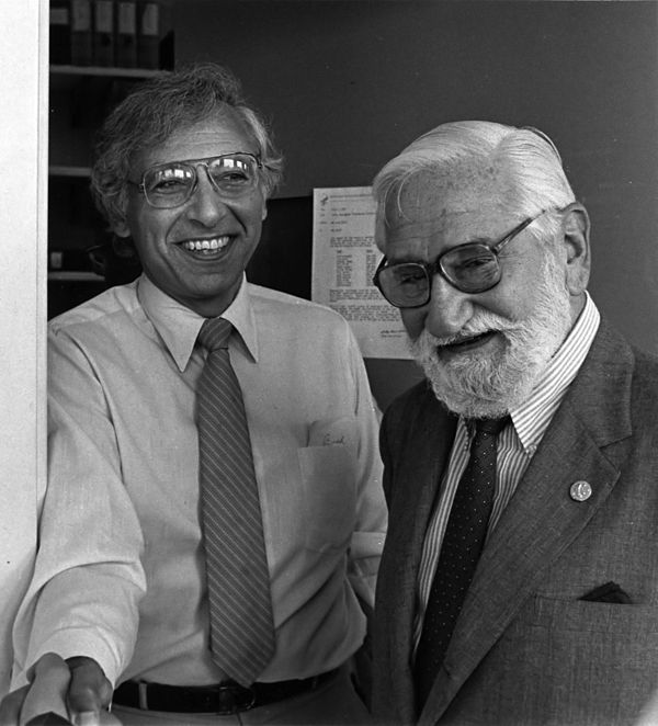 Sabin (right) with Robert C. Gallo, M.D., circa 1985