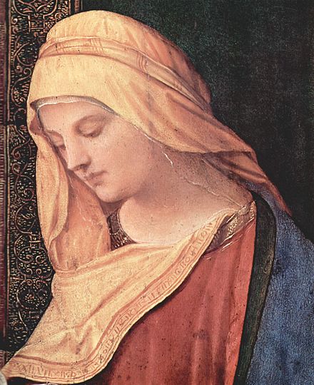 Detail of The Reading Madonna by Giorgione (c. 1500)