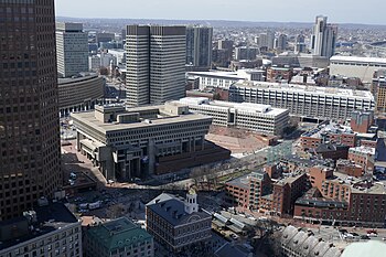 View of Government Center from the Custom House Tower Government Center Boston aerial 2016.JPG