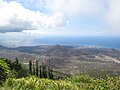 View from atop Green Mountain, showing Ascension Island and the settlement of Two Boats in centre.