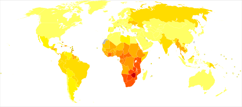 Ficheiro:HIV-AIDS world map - DALY - WHO2004.svg