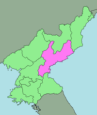 Kort over Nordkorea med Syd-Hamgyong markeret