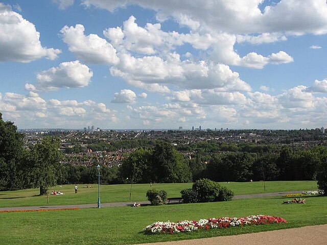 South-west Haringey with the City in the background, from Alexandra Palace, one of the highest points in London.