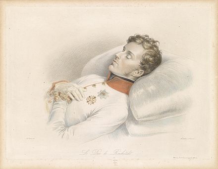 Deathbed portrait, engraved by Franz Xaver Stöber