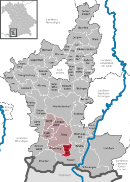 Läget för Hopferau i Landkreis Ostallgäu