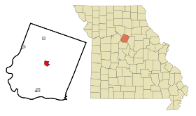 Howard County Missouri Incorporated and Unincorporated areas Fayette Highlighted.svg