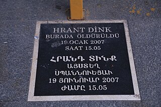 <span class="mw-page-title-main">Assassination of Hrant Dink</span> 2007 murder of Turkish-Armenian journalist