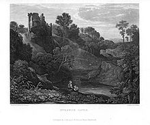 Innerwick Castle after Thomson of Duddingston Inverwick Castle engraving by William Miller after Rev J Thomson.jpg