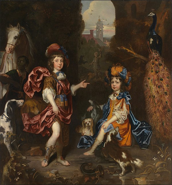 Charlotte Fitzroy and her husband Edward Henry Lee, 1st Earl of Lichfield, as children, painted by Peter Lely.