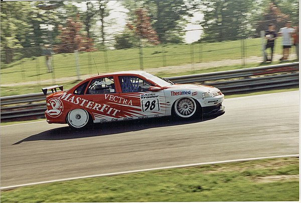 John Cleland driving a Triple 8 prepared Vectra at Brands Hatch
