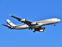 Eswatini acquired this Airbus A340-300 from China Airlines in 2018 to serve as a VIP plane. Kingdom of Eswatini Airbus A340-313 3DC-SDF approaching JFK Airport.jpg