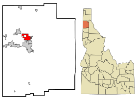 Kootenai County Idaho Incorporated and Unincorporated areas Hayden Highlighted.svg